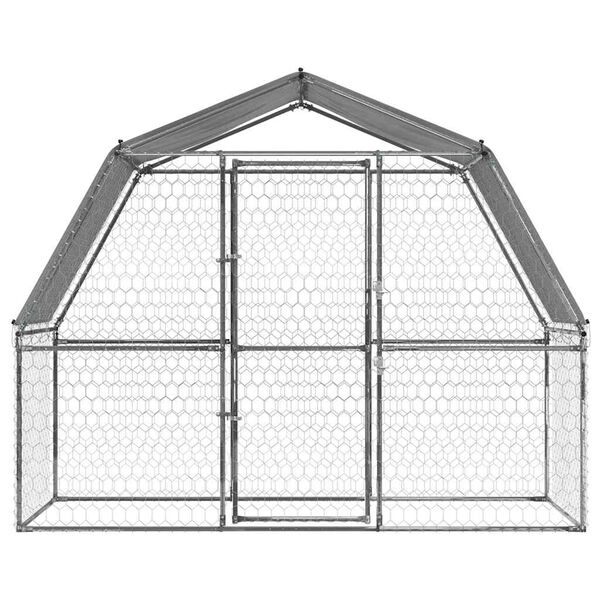 vidaXL Dog Cage with Roof and Door Silver Galvanised Steel