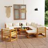 vidaXL 12 Piece Garden Lounge Set with Cushion Cream Solid Acacia Wood