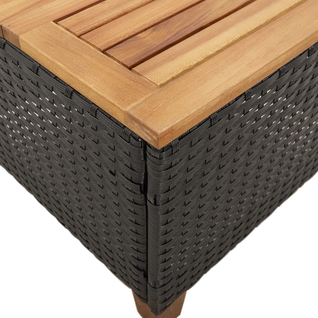vidaXL Garden Table Black 45x45x37 cm Poly Rattan Acacia Wood