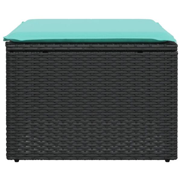 vidaXL Garden Stool with Cushion Black 55x55x37 cm Poly Rattan