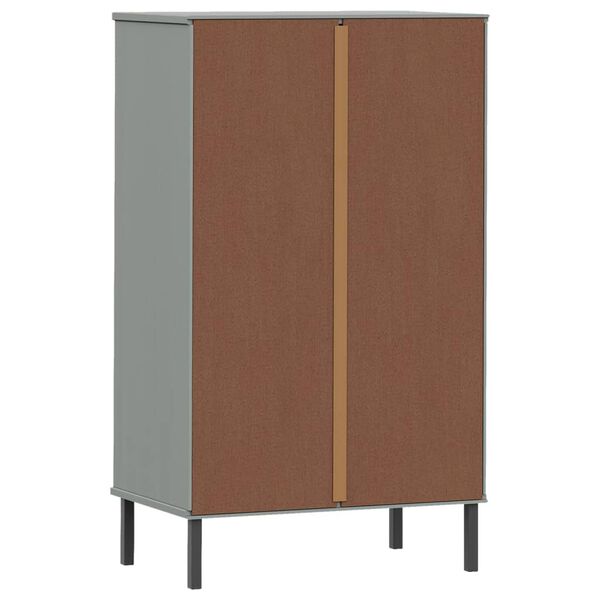 vidaXL Shoe Rack with Metal Legs Grey Solid Wood Pine OSLO