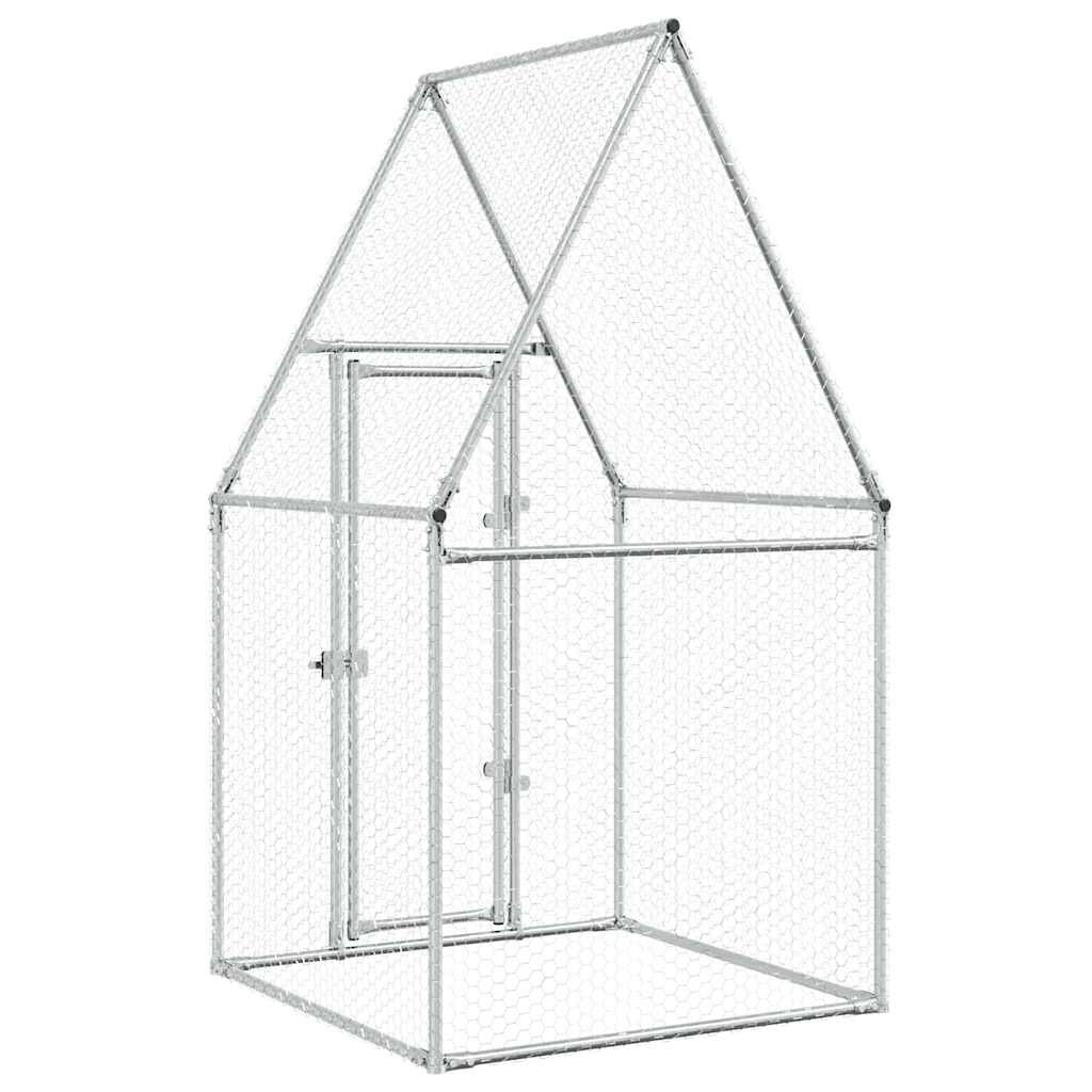 vidaXL Chicken Cage Silver 100x100x190 cm Galvanised Steel
