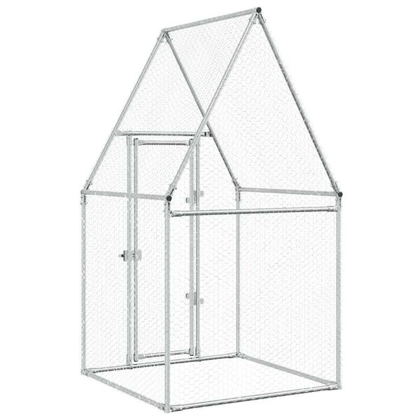 vidaXL Chicken Cage Silver 100x100x190 cm Galvanised Steel