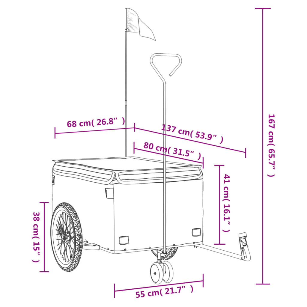 vidaXL Bike Trailer Black and Orange 45 kg Iron