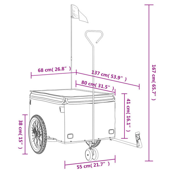 vidaXL Bike Trailer Black and Orange 45 kg Iron