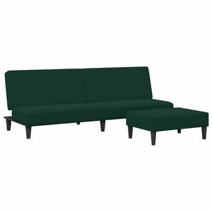 vidaXL 2-Seater Sofa Bed with Footstool Dark Green Velvet