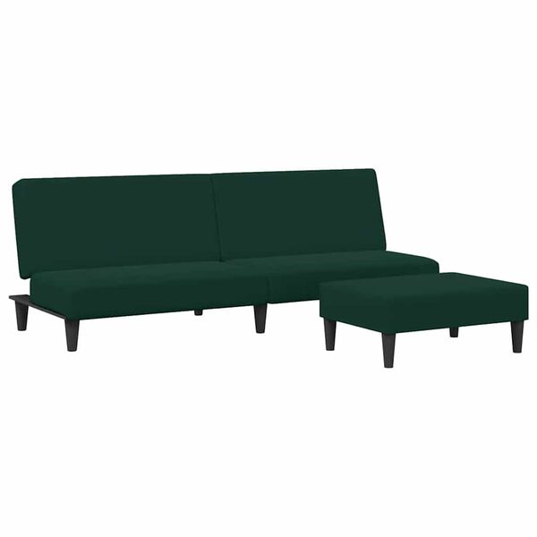 vidaXL 2-Seater Sofa Bed with Footstool Dark Green Velvet