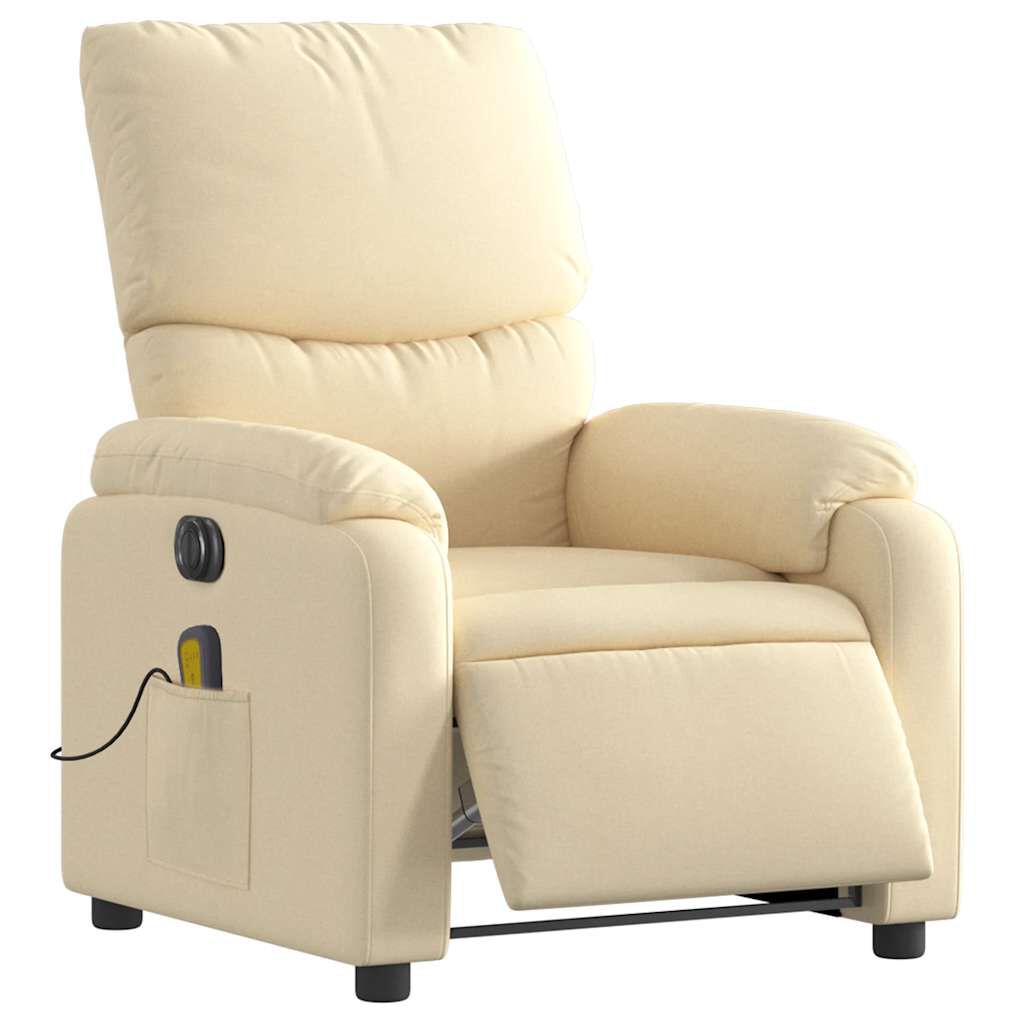 vidaXL Electric Massage Recliner Chair Cream Fabric