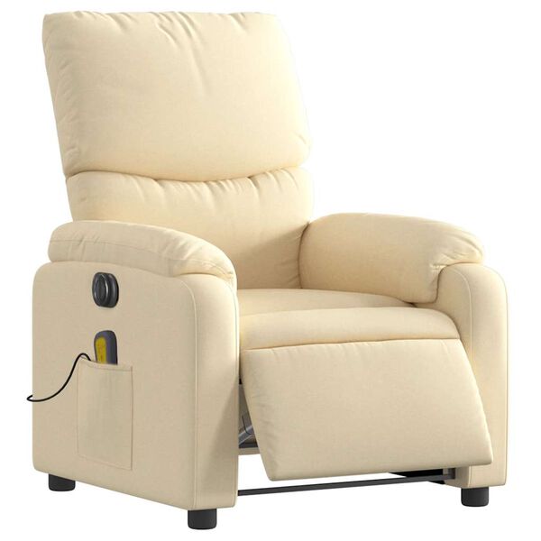 vidaXL Electric Massage Recliner Chair Cream Fabric