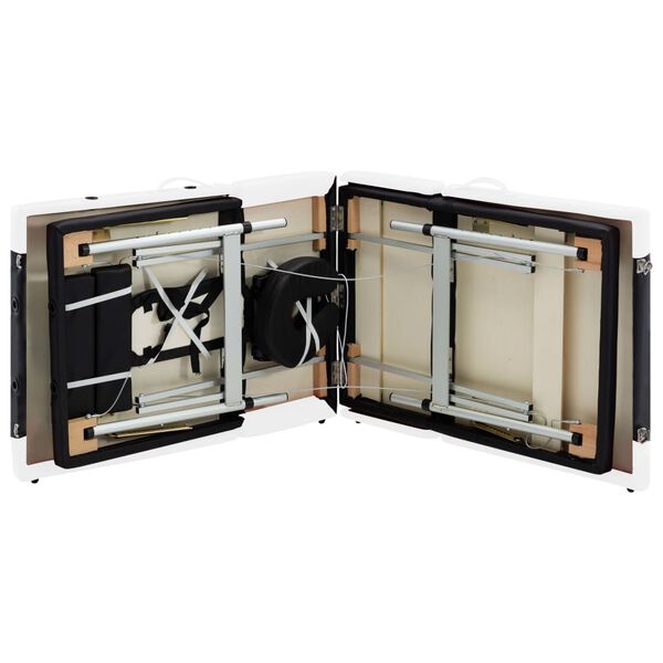vidaXL 4-Zone Foldable Massage Table Aluminium Black and White