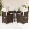 vidaXL 5 Piece Garden Dining Set with Cushions Brown Poly Rattan