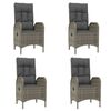 vidaXL 5 Piece Garden Dining Set with Cushions Grey Poly Rattan
