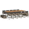 vidaXL 15 Piece Garden Dining Set with Cushions Grey Poly Rattan