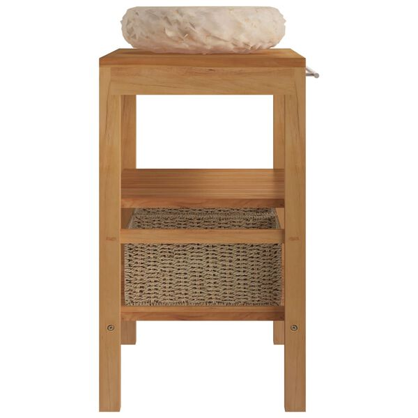 vidaXL Bathroom Vanity Cabinet Solid Teak with Sink Marble Cream