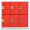 vidaXL Locker Cabinets 5 pcs Light Grey and Red 90x45x92.5 cm Steel