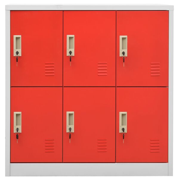 vidaXL Locker Cabinets 5 pcs Light Grey and Red 90x45x92.5 cm Steel