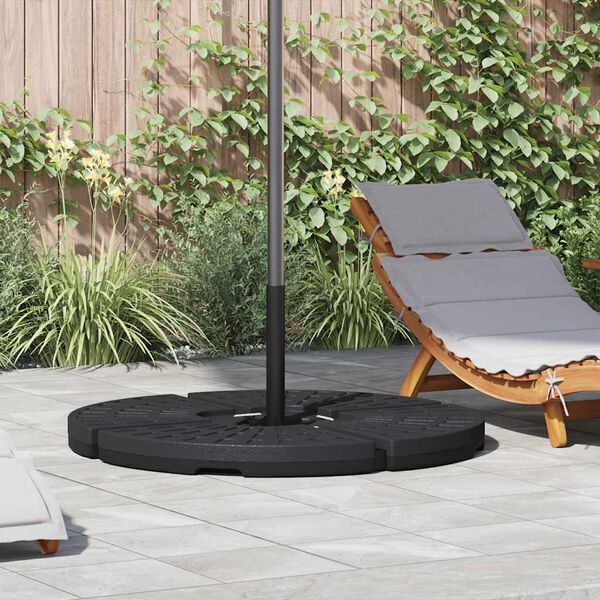 vidaXL Umbrella Base Fan-shaped 4 pcs Black