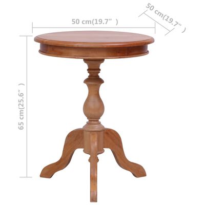 vidaXL Side Table Natural 50x50x65 cm Solid Mahogany Wood