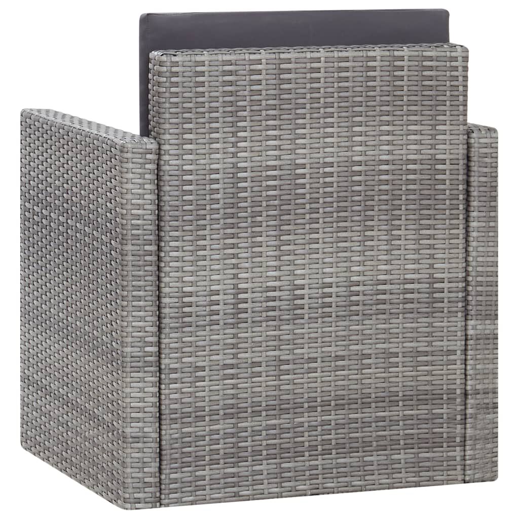 vidaXL Garden Chair with Cushions Poly Rattan Grey