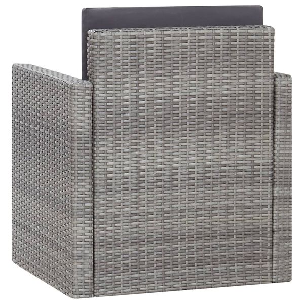 vidaXL Garden Chair with Cushions Poly Rattan Grey