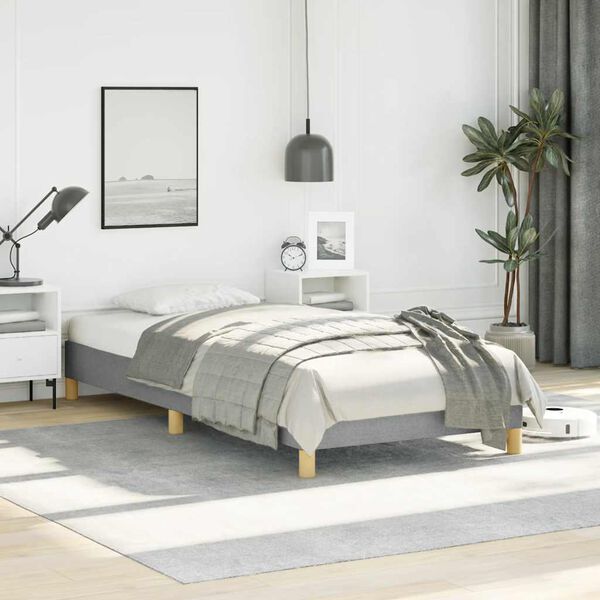 vidaXL Bed Frame without Mattress Light Grey 100x190 cm Twin Fabric