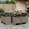 vidaXL 11 Piece Garden Dining Set with Cushions Grey Poly Rattan