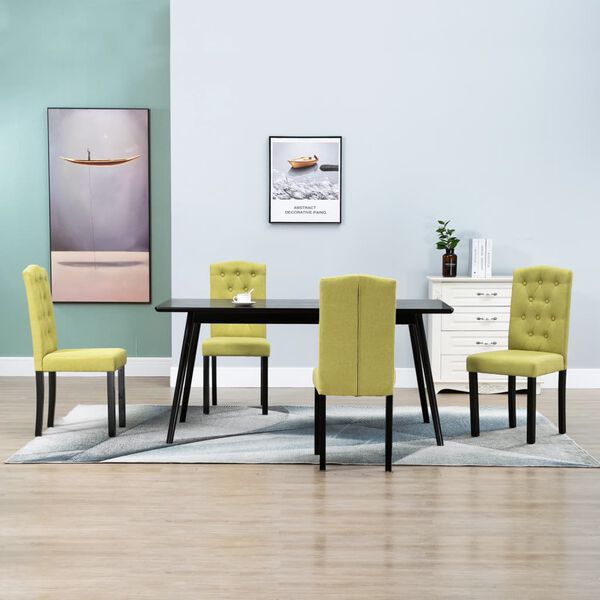 vidaXL Dining Chairs 4 pcs Green Fabric