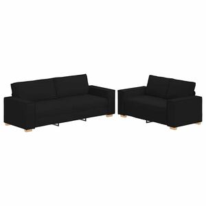 vidaXL 2 Piece Sofa Set with Cushions Black Fabric