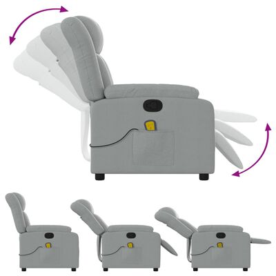 vidaXL Massage Recliner Chair Light Grey Fabric