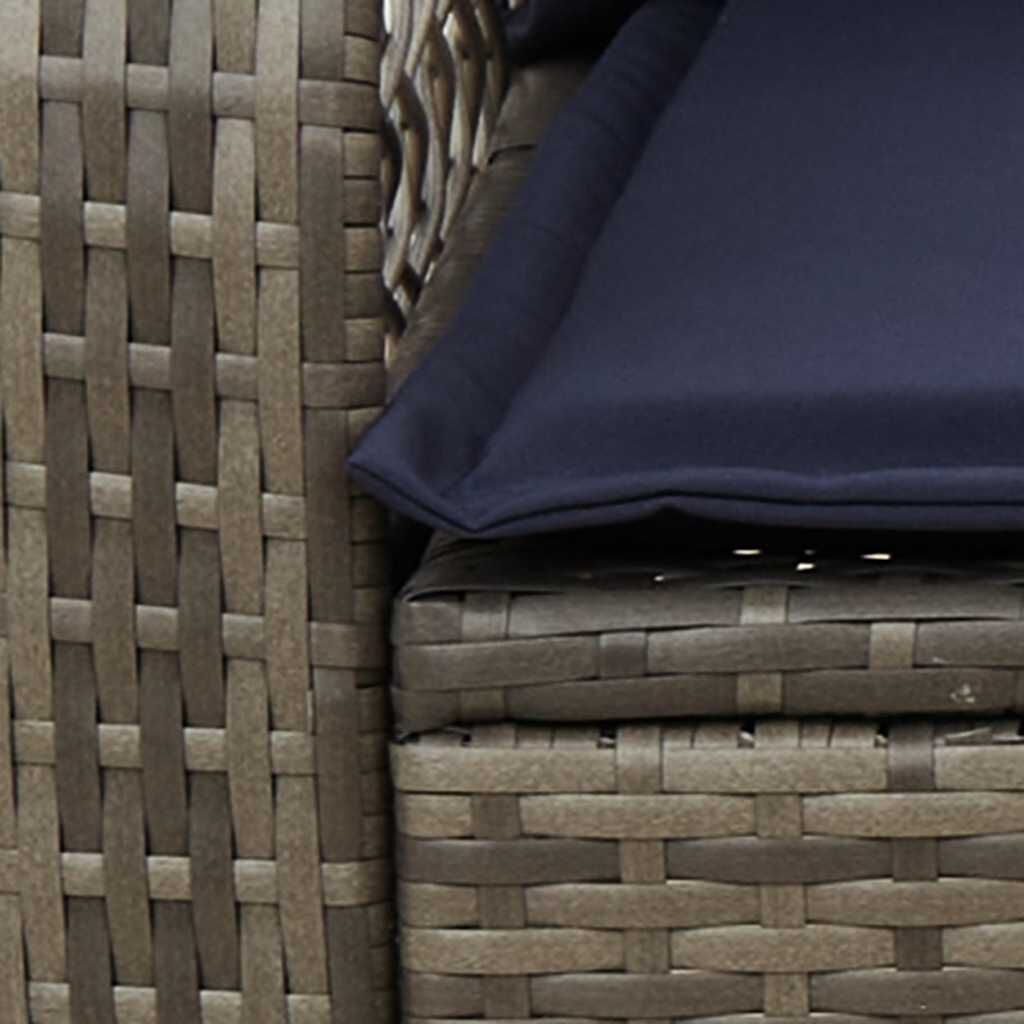 vidaXL Garden Rocking Chair with Cushions Grey Poly Rattan