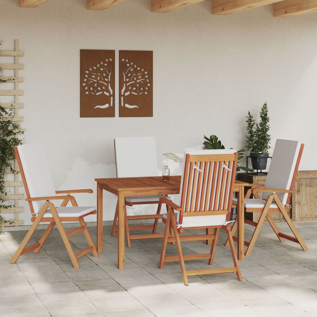 vidaXL Reclining Garden Chairs with Cushions 4 pcs Solid Teak Wood