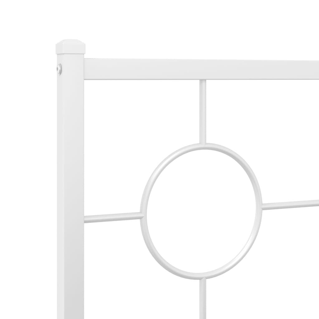 vidaXL Metal Bed Frame without Mattress with Headboard White 100x200cm