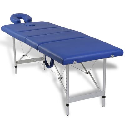 Blue Foldable Massage Table 4 Zones with Aluminium Frame