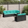 vidaXL 7 Piece Garden Sofa Set with Cushions Black Poly Rattan