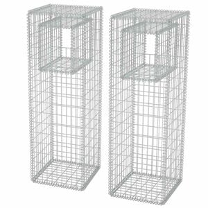 vidaXL Gabion Basket Posts/Planters 2 pcs Steel 50x50x160 cm