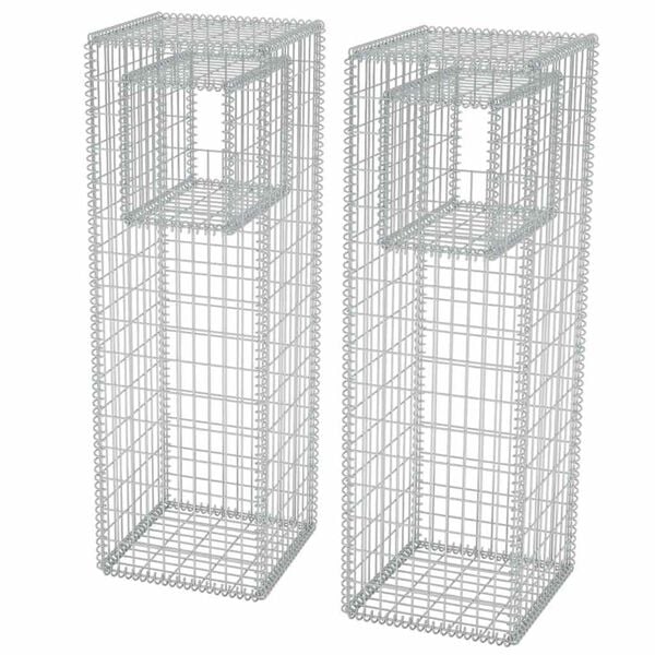 vidaXL Gabion Basket Posts/Planters 2 pcs Steel 50x50x160 cm