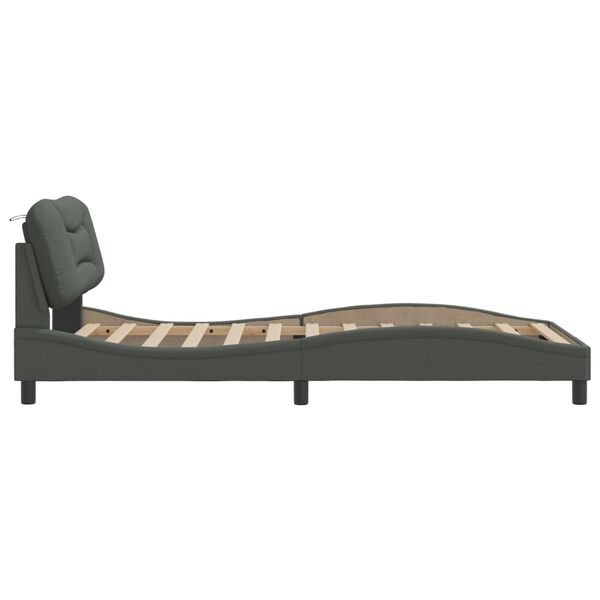 vidaXL Bed Frame without Mattress "Hvar" Dark Grey 100x203 cm Fabric