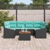 vidaXL Garden Sofa Set 7 pcs Black and turquoise