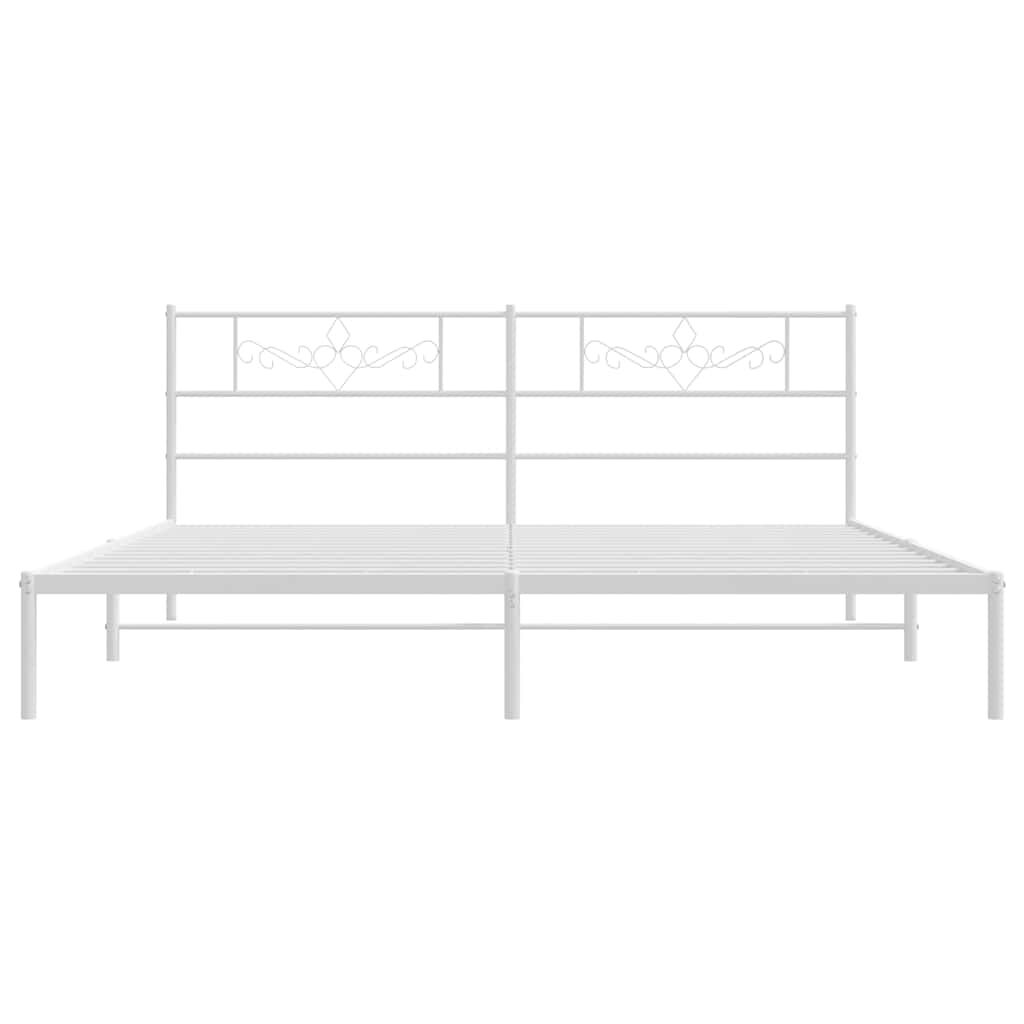 vidaXL Metal Bed Frame without Mattress with Headboard White 193x203cm