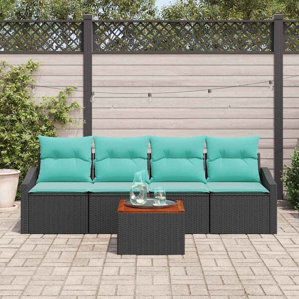 vidaXL Garden Sofa Set 5 pcs Black and turquoise
