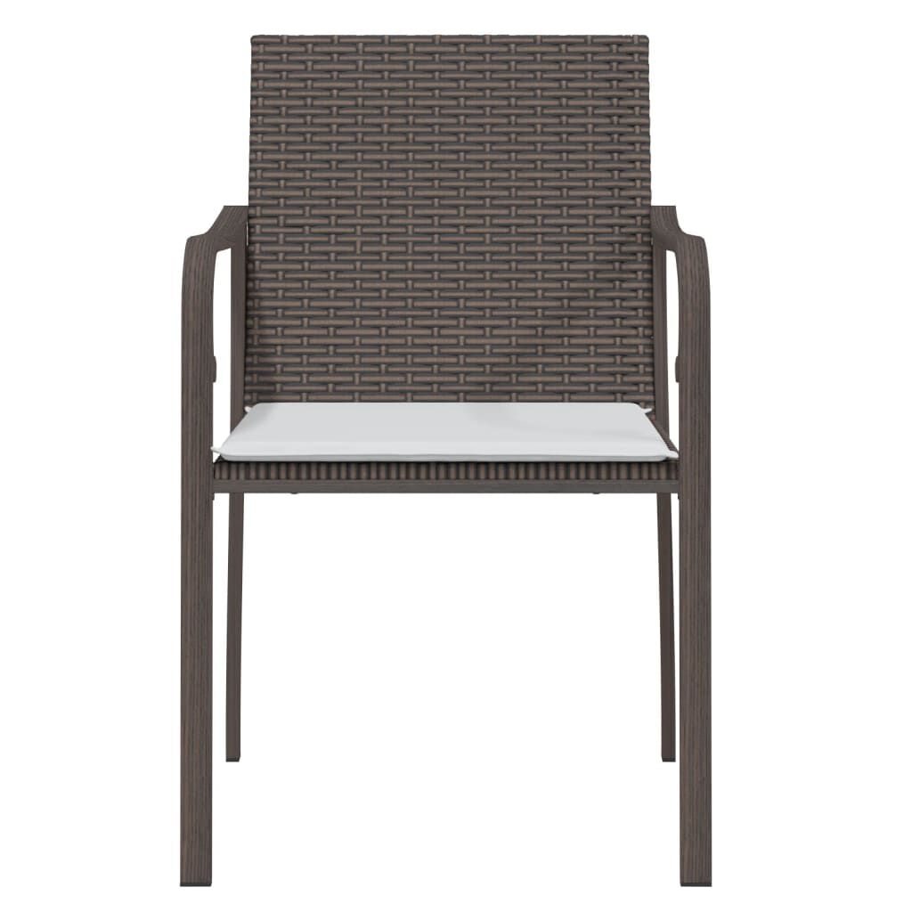 vidaXL Garden Chairs with Cushions 2 pcs Brown 56x59x84 cm Poly Rattan