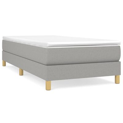 vidaXL Box Spring Bed Frame Light Grey 100x190 cm Twin Fabric