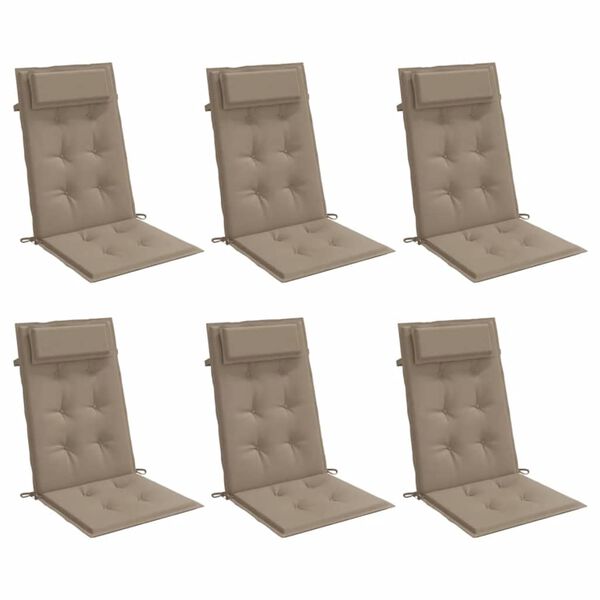 vidaXL Highback Chair Cushions 6 pcs Taupe Oxford Fabric