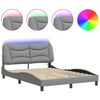 vidaXL Bed Frame with LED without Mattress "Hvar" Light Grey 137x190 cm Fabric