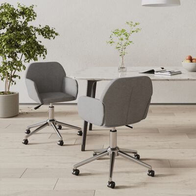 vidaXL Swivel Dining Chairs 2 pcs Light Grey Fabric