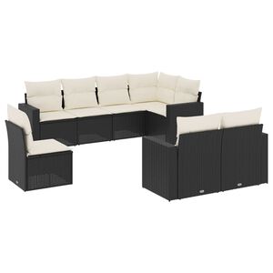 vidaXL 8 Piece Garden Sofa Set with Cushions Black Poly Rattan