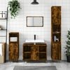 vidaXL Bathroom Cabinet Smoked Oak 30x30x100 cm Engineered Wood
