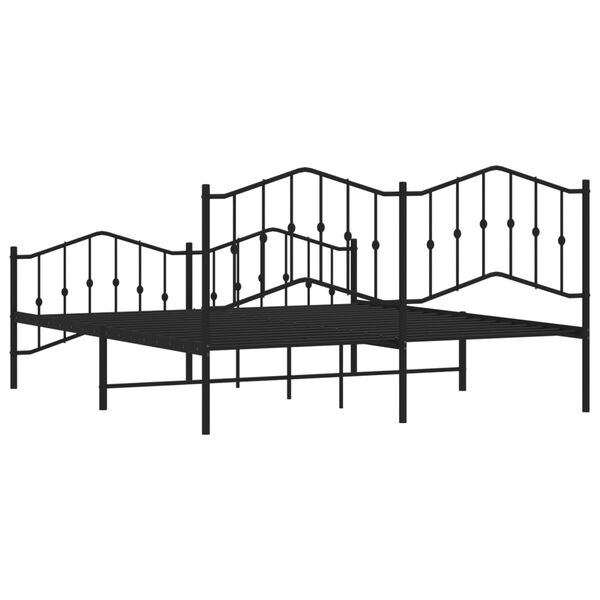 vidaXL Metal Bed Frame without Mattress with Footboard Black 183x213cm