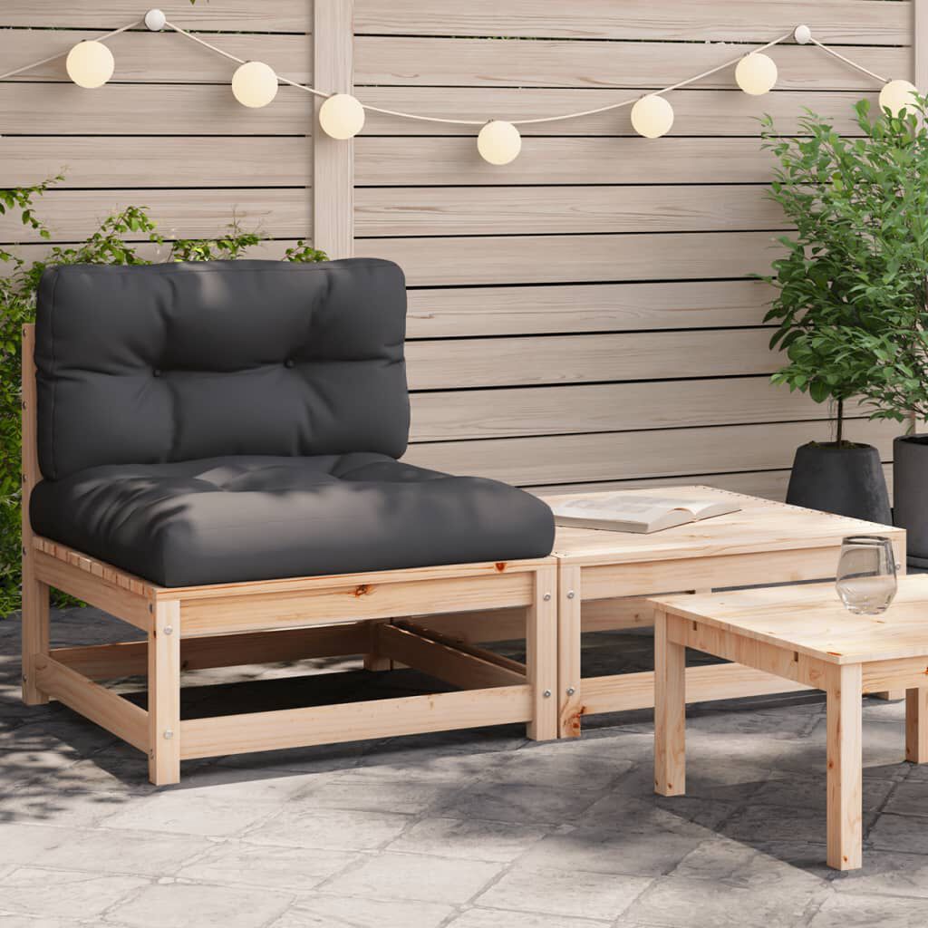 vidaXL Garden Sofa Armless with Cushions and Footstool