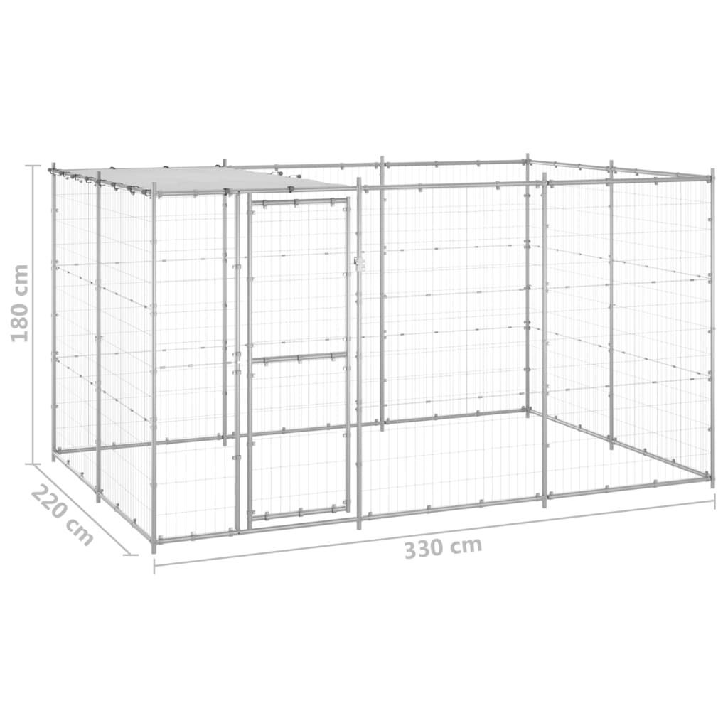 vidaXL Outdoor Dog Kennel Galvanised Steel with Roof 7.26 m²
